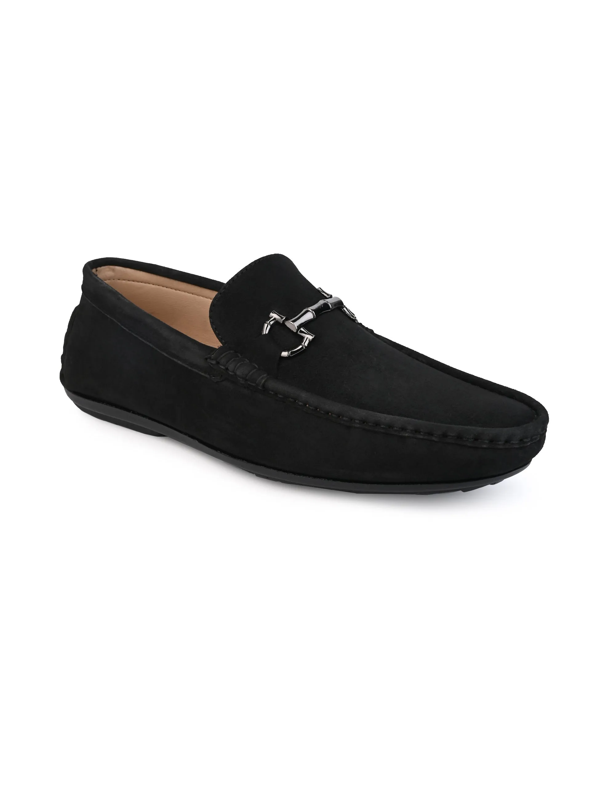 Hydes N Hues Black Suede Leather Casual Loafers for Men