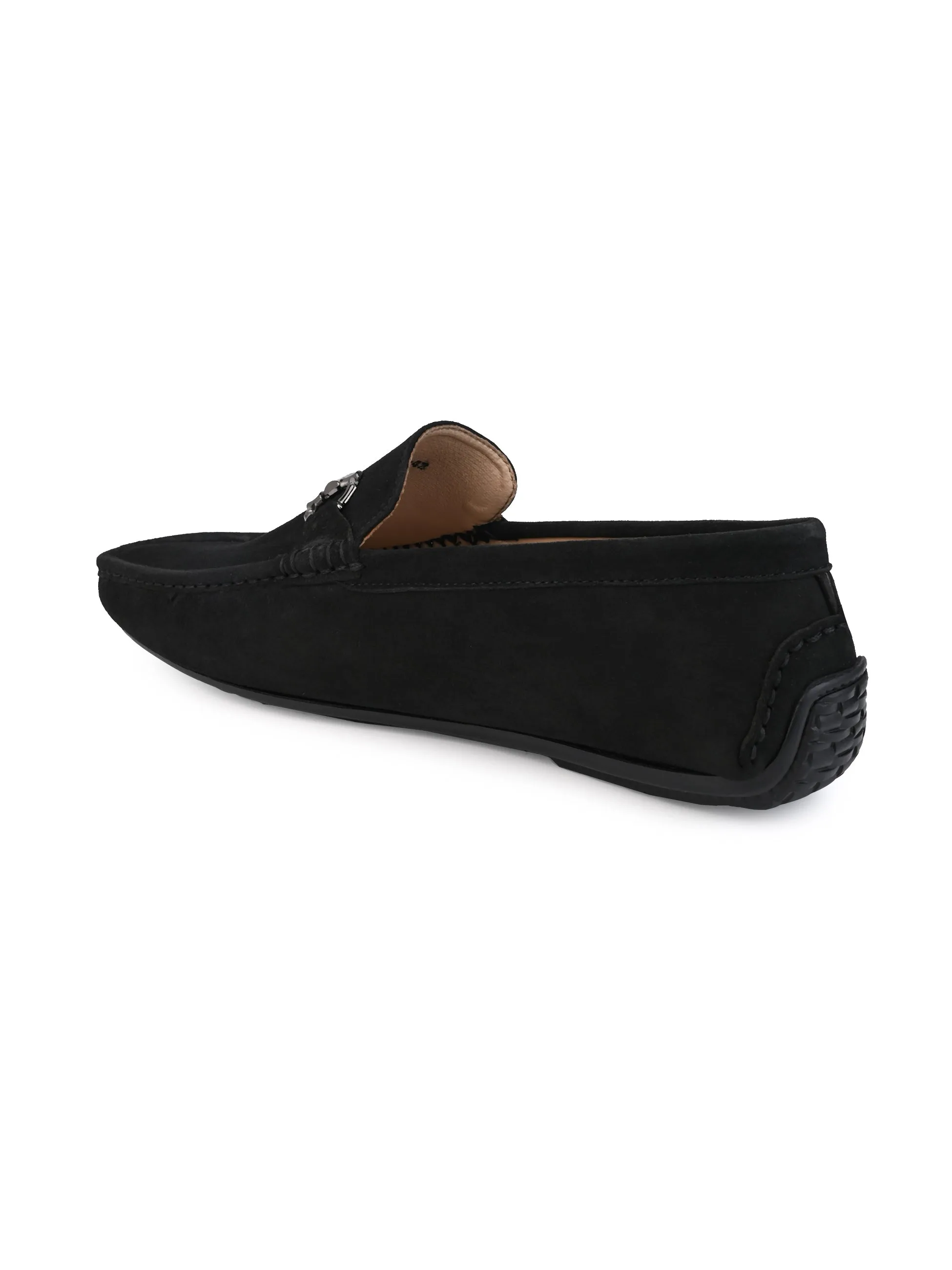 Hydes N Hues Black Suede Leather Casual Loafers for Men
