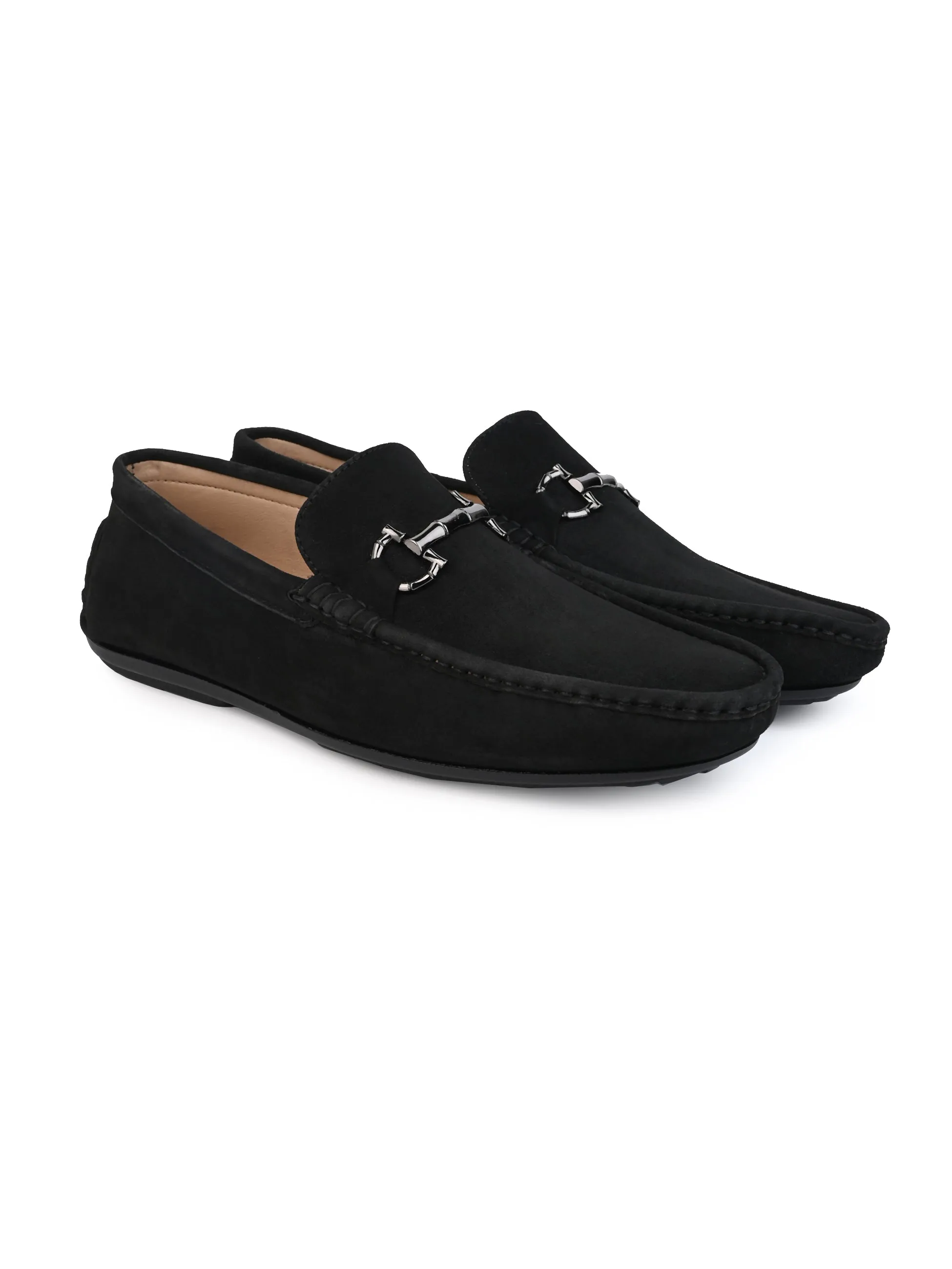 Hydes N Hues Black Suede Leather Casual Loafers for Men