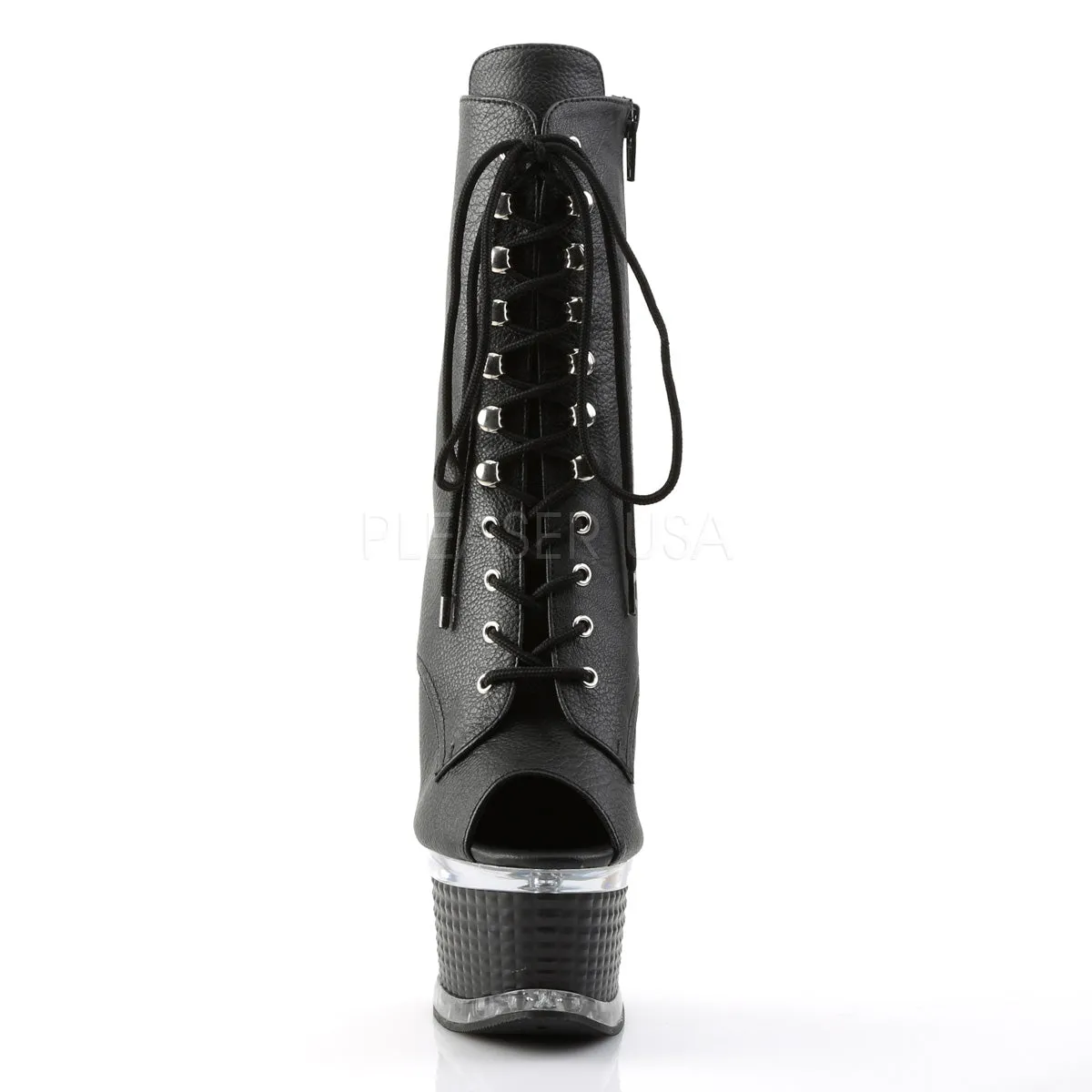 ILLUSION-1021  Black Faux Leather/Black Matte