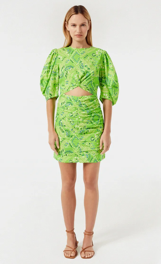 Isla Dress in Lime Diamond Stitch
