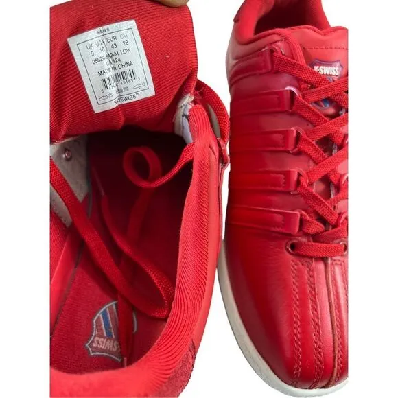 K-Swiss Classic VN Heritage Red|Navy Leather Sneakers