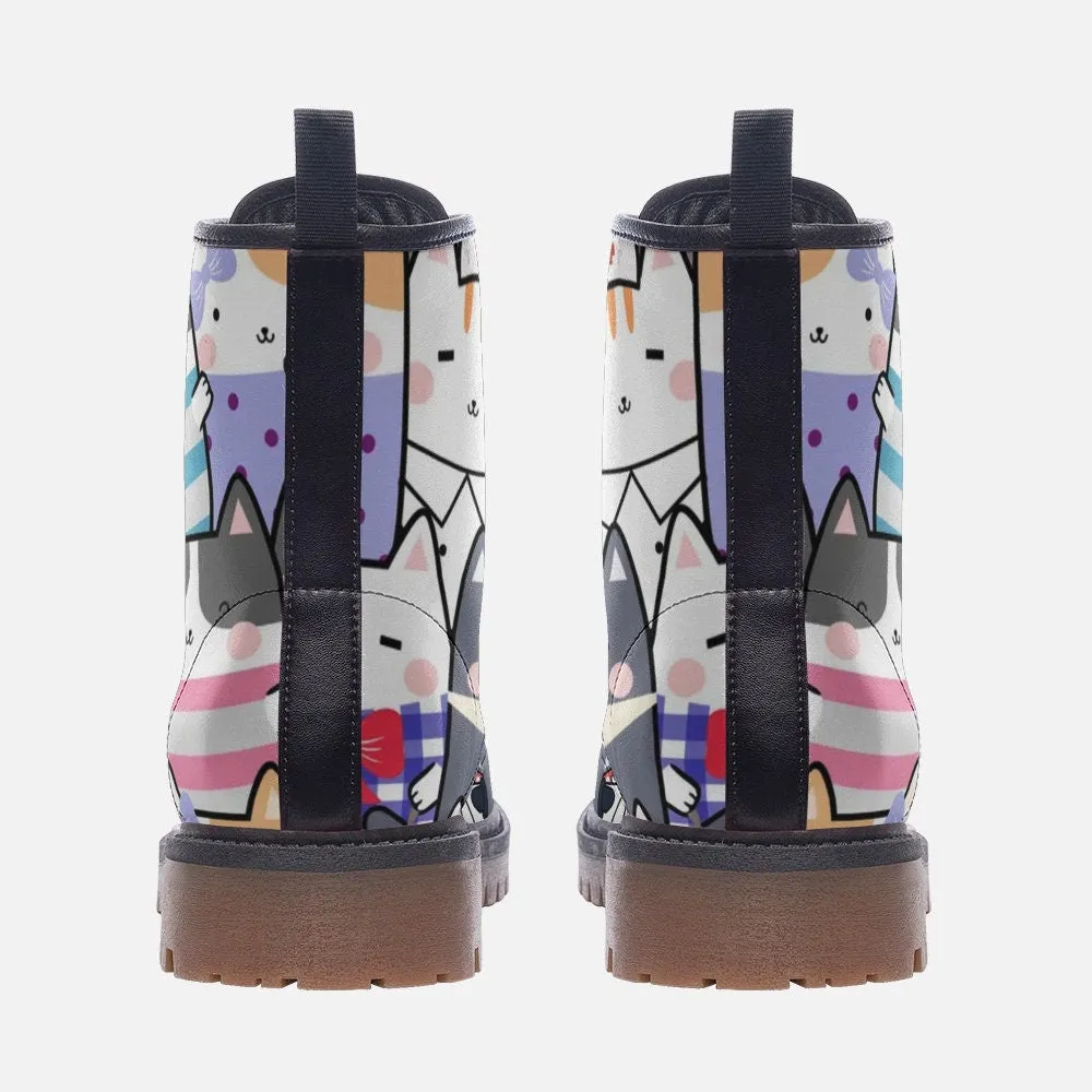 Kawaii Nerdy Kittens Vegan Leather Unisex Boots