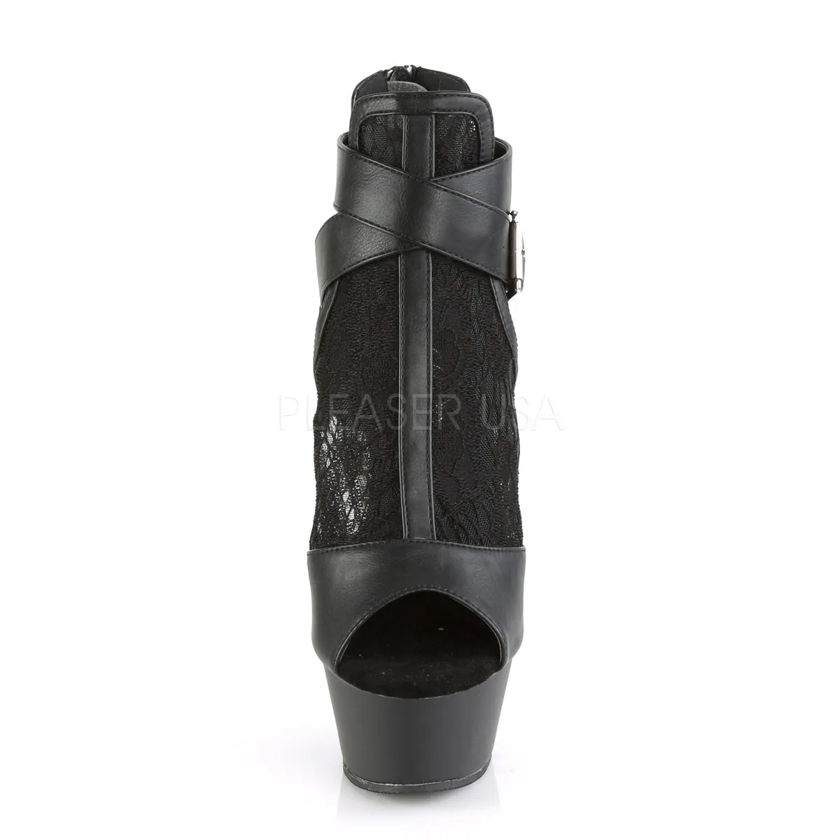 KISS-257  Black Faux Leather-Lace-Mesh/Black Matte