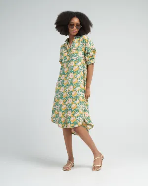 kyoto house dress in camelia bloom - green