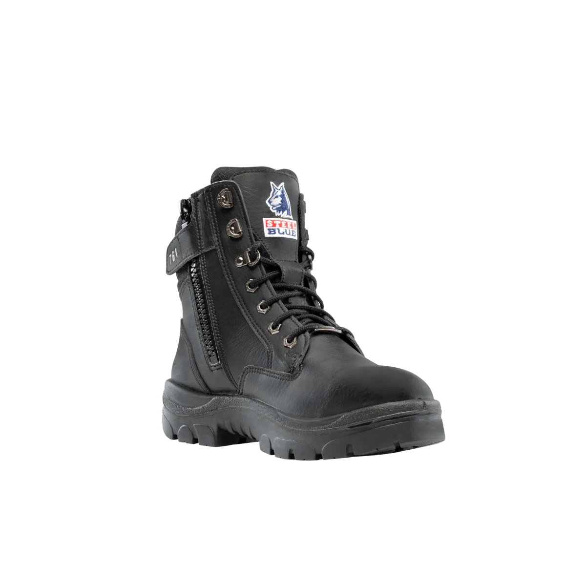 Ladies Vegan Southern Cross Lace Up Ankle Boot with Zip - Black