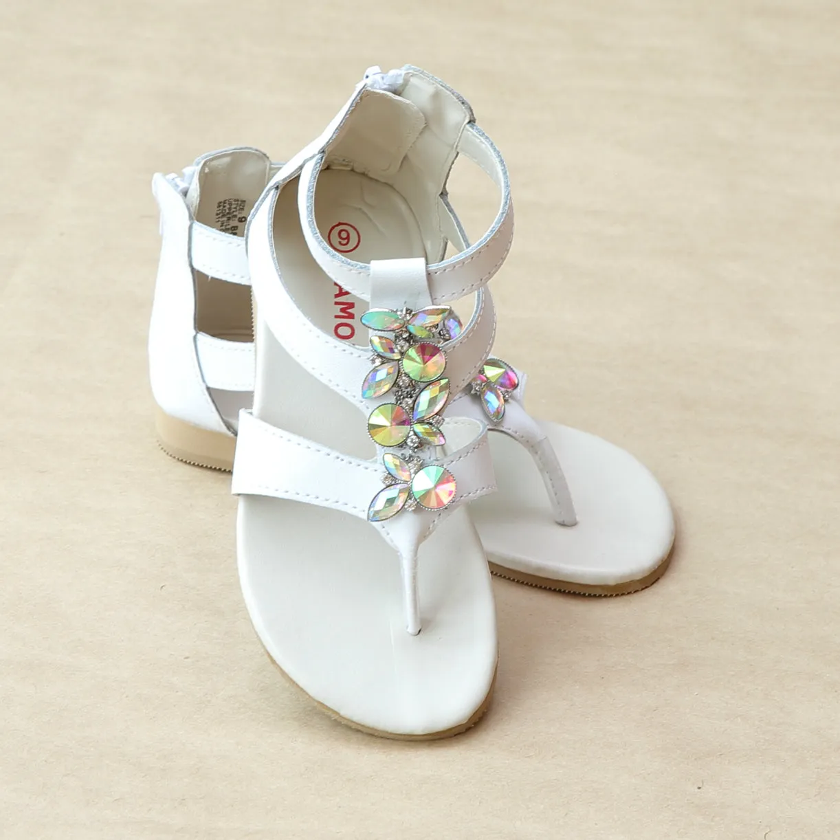 L'Amour Girls Strappy Jewel Sandal
