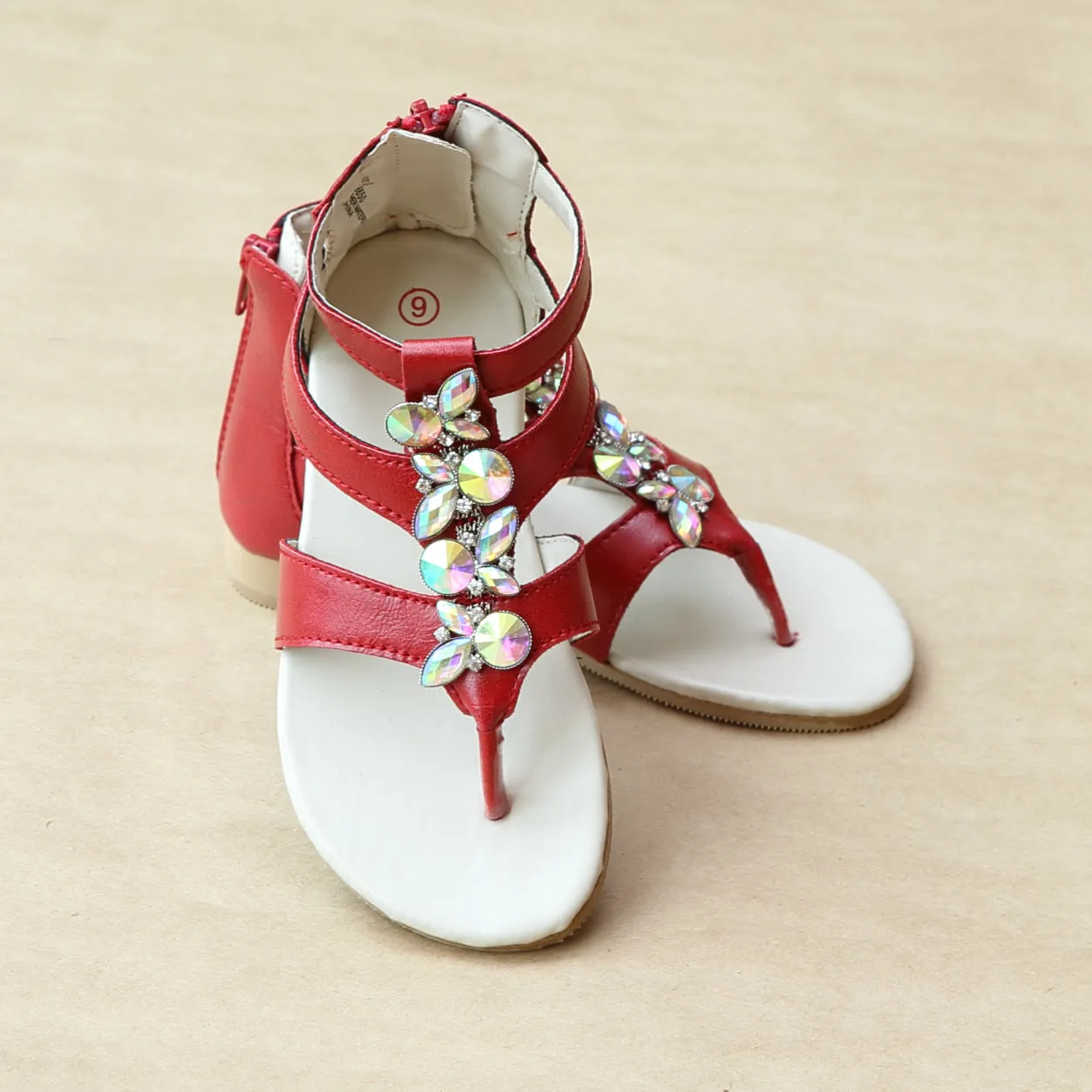 L'Amour Girls Strappy Jewel Sandal