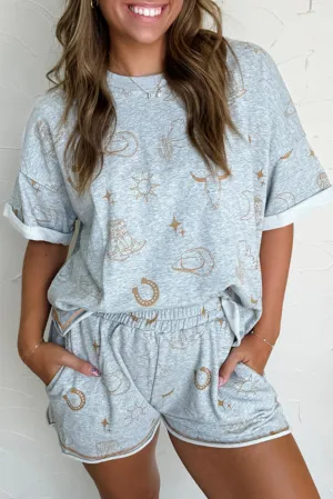 Lane, Sleeve T Shirt and Elastic Waist Shorts Set