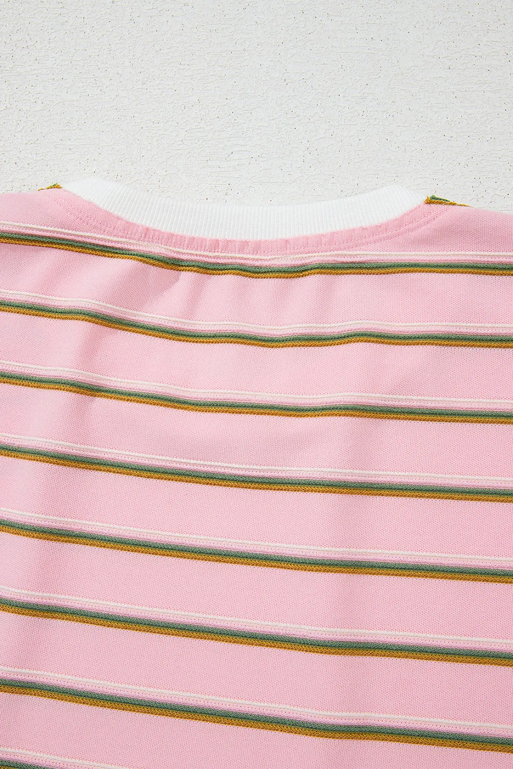 Leighton, Striped Crewneck Tee and Drawstring Shorts Set