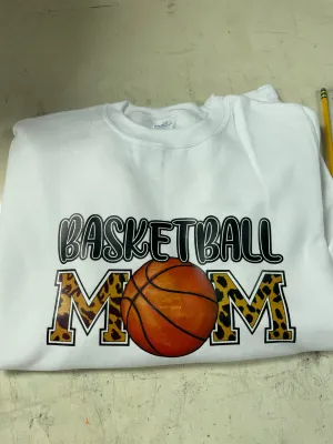 Leopard Basketball Mom White Sweatshirt
