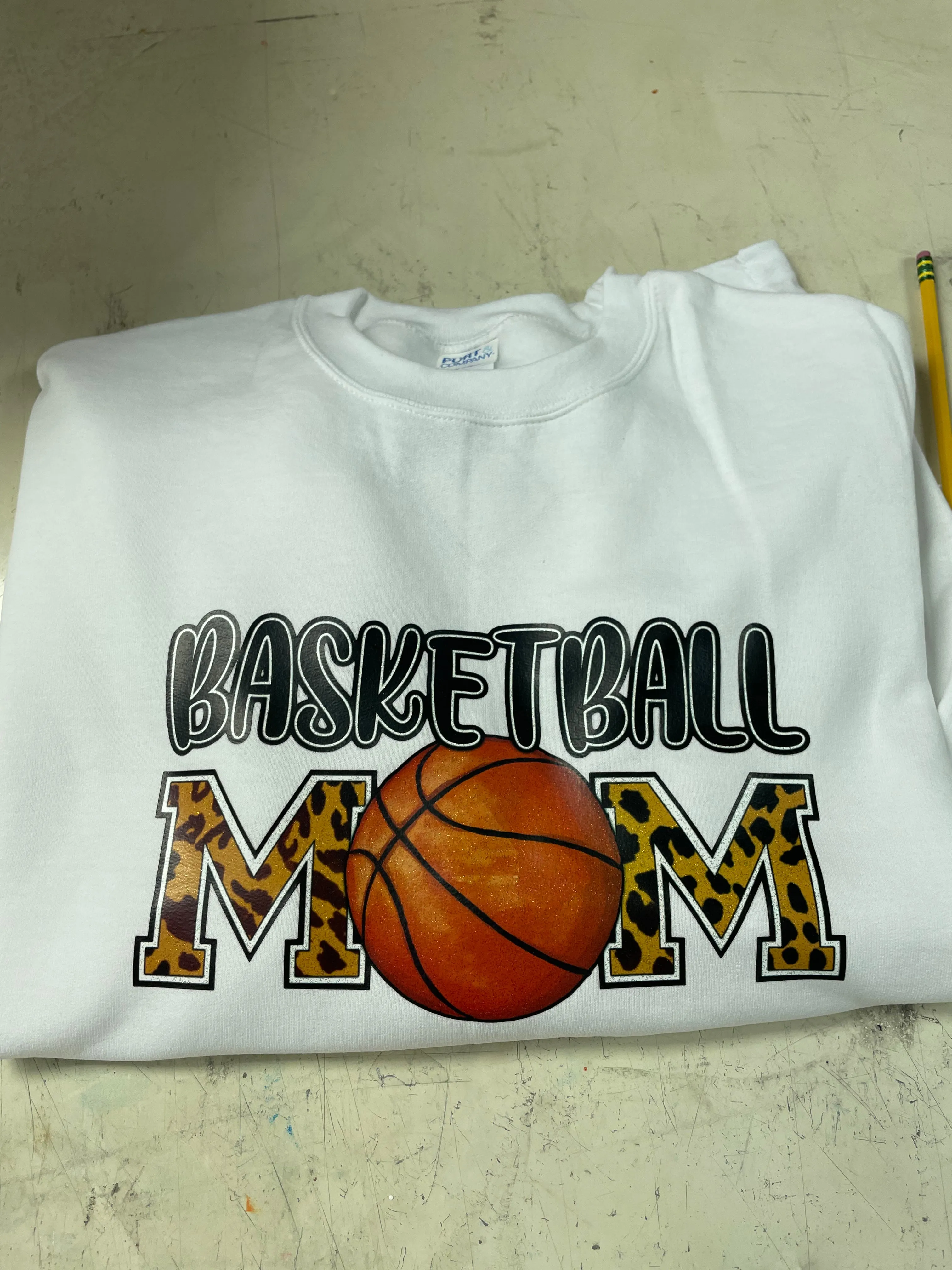 Leopard Basketball Mom White Sweatshirt