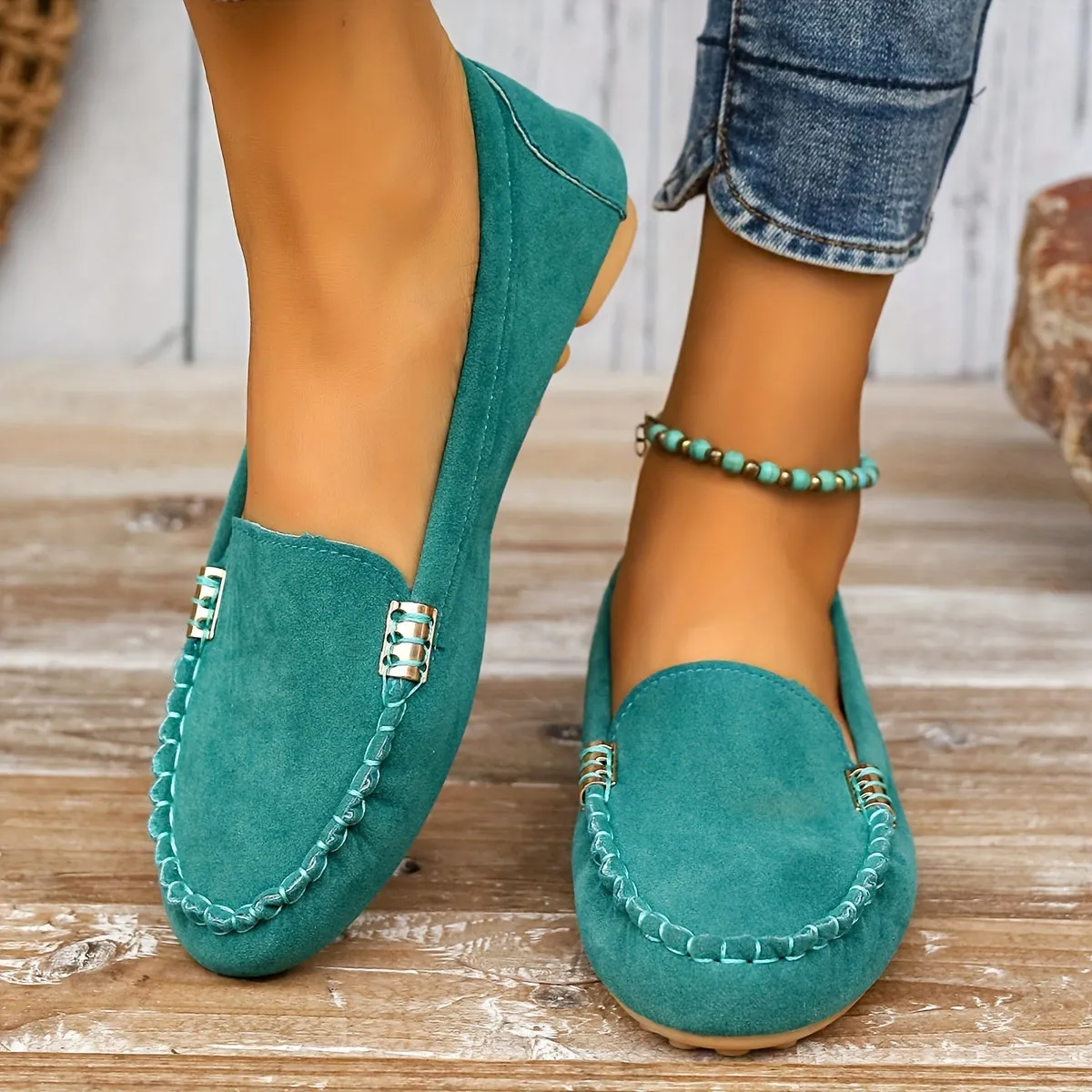 Loafer met metalen element - Comfortabele slip-on schoenen, licht & modieus