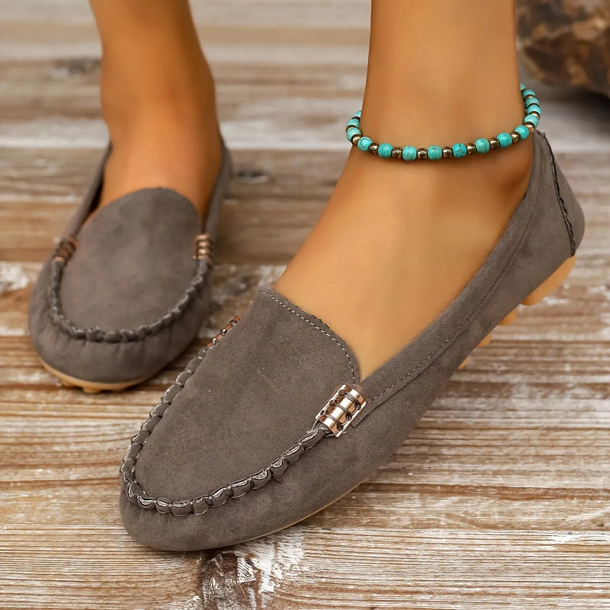 Loafer met metalen element - Comfortabele slip-on schoenen, licht & modieus