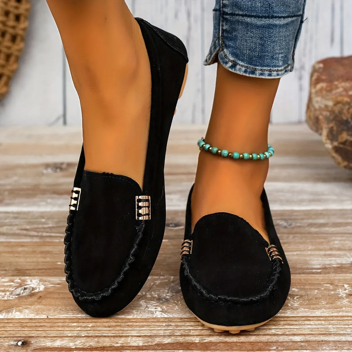 Loafer met metalen element - Comfortabele slip-on schoenen, licht & modieus