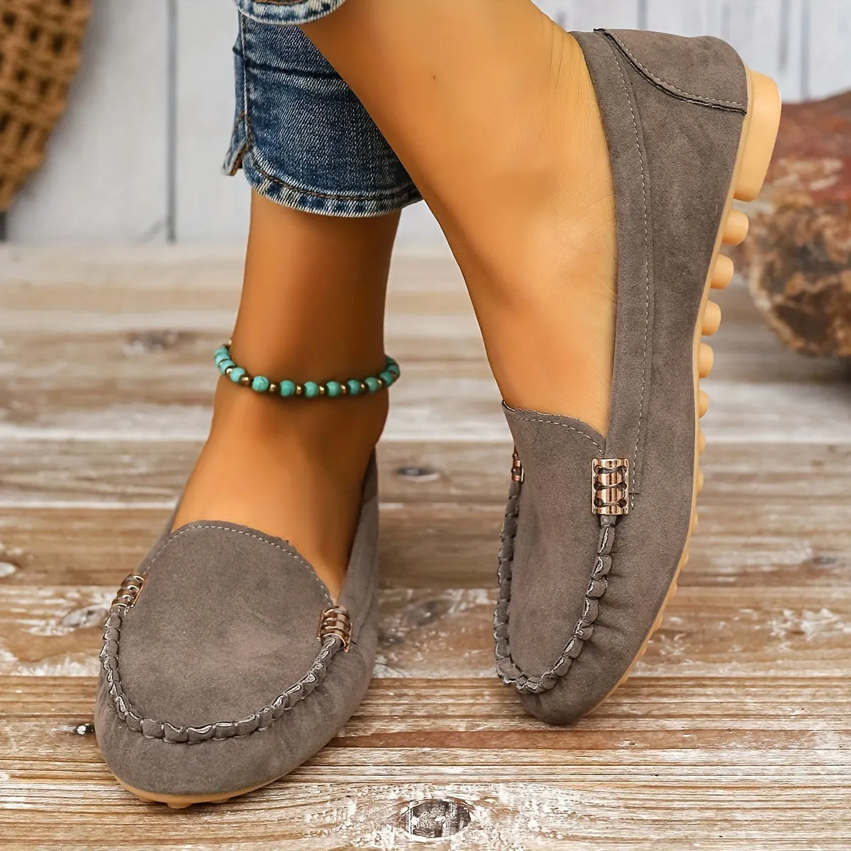 Loafer met metalen element - Comfortabele slip-on schoenen, licht & modieus