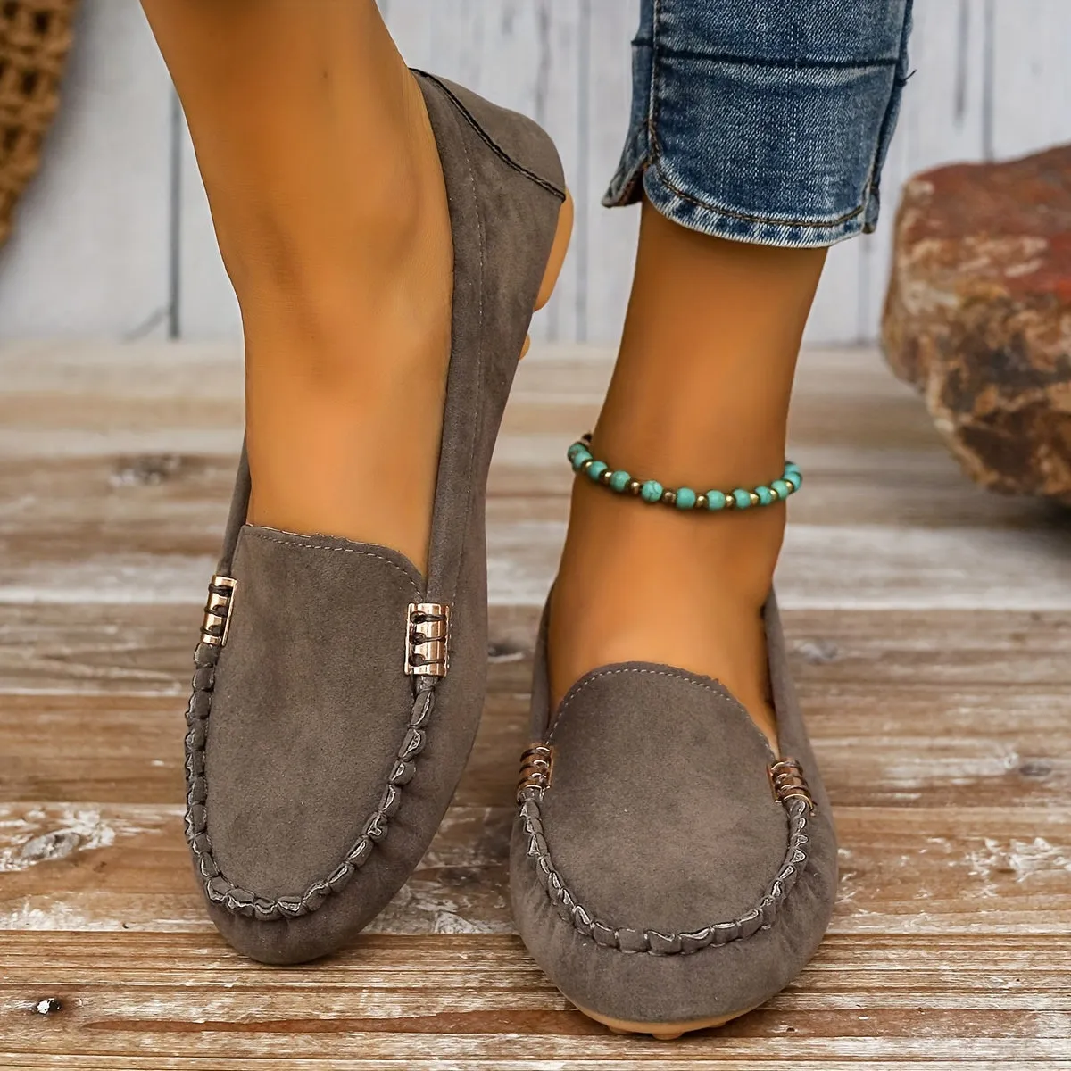 Loafer met metalen element - Comfortabele slip-on schoenen, licht & modieus