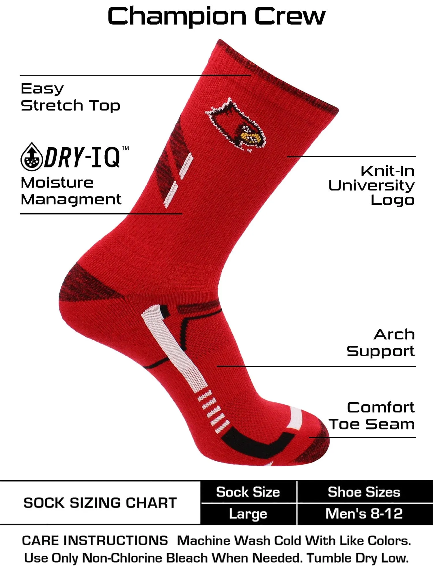 Louisville Cardinals Socks University of Louisville Cardinals Champion Crew Socks