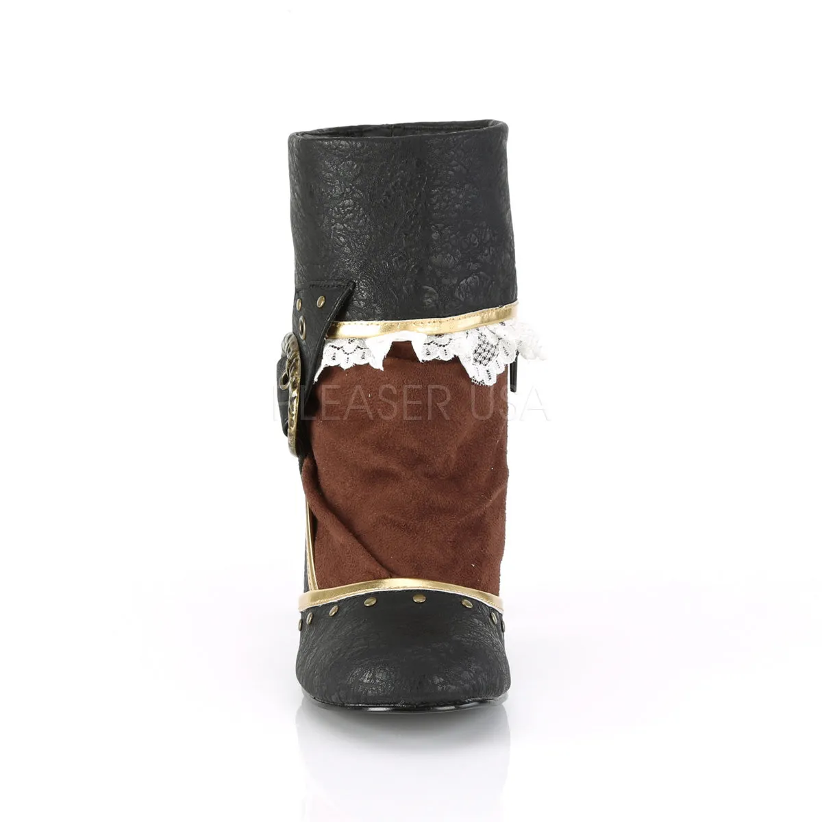 MATEY-115  Black Distressed Pu-Brown Microfiber