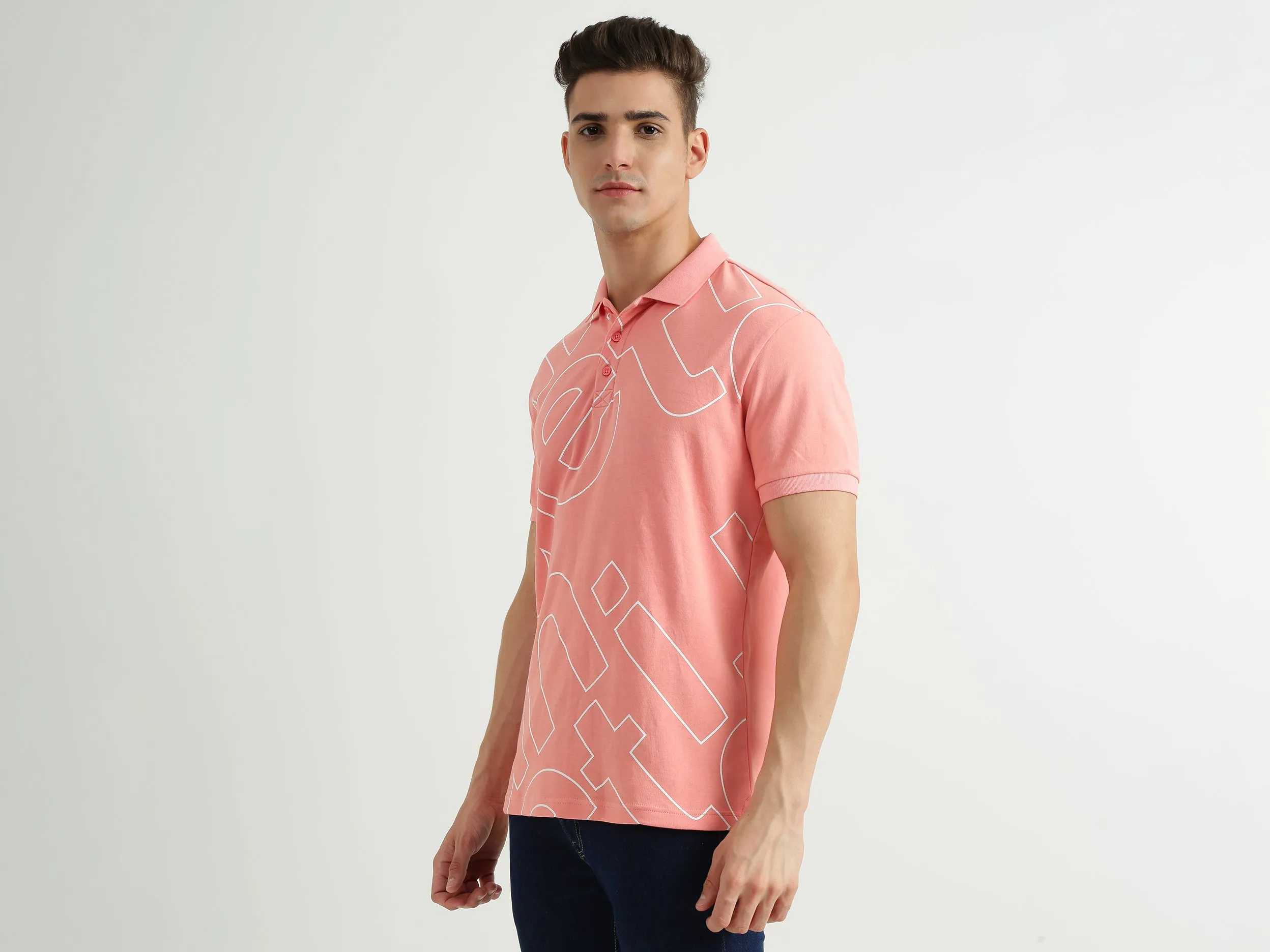 Mens Short Sleeve Printed Polo T-Shirt