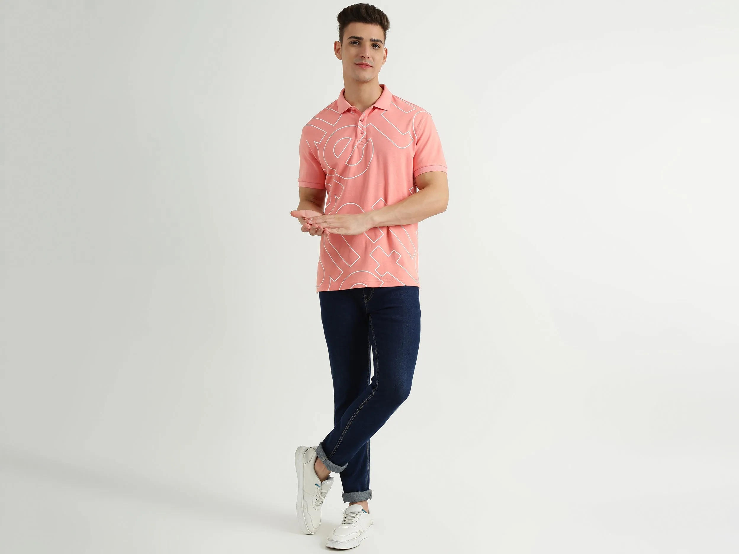 Mens Short Sleeve Printed Polo T-Shirt