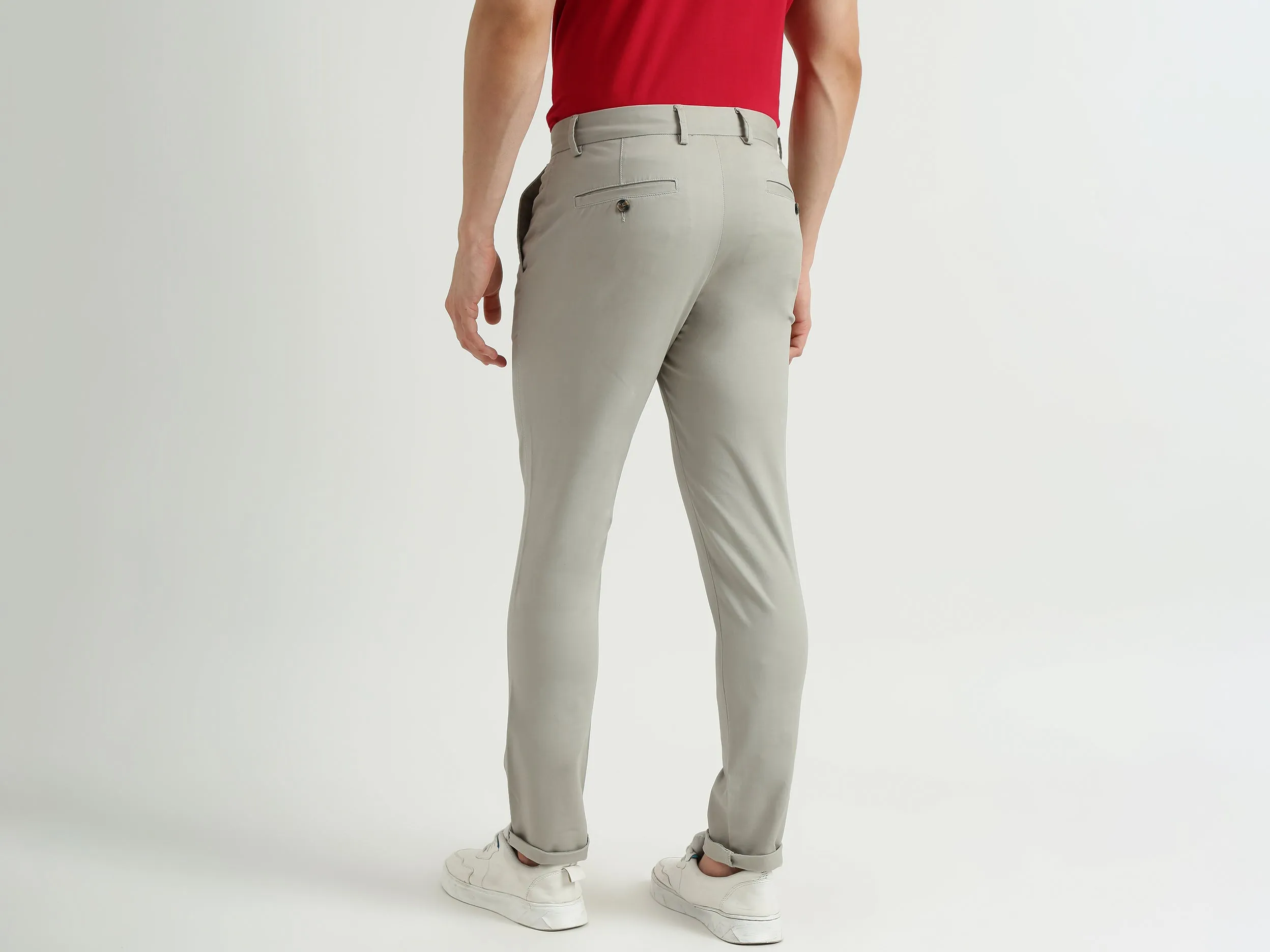 Mens Slim Fit Solid Trousers