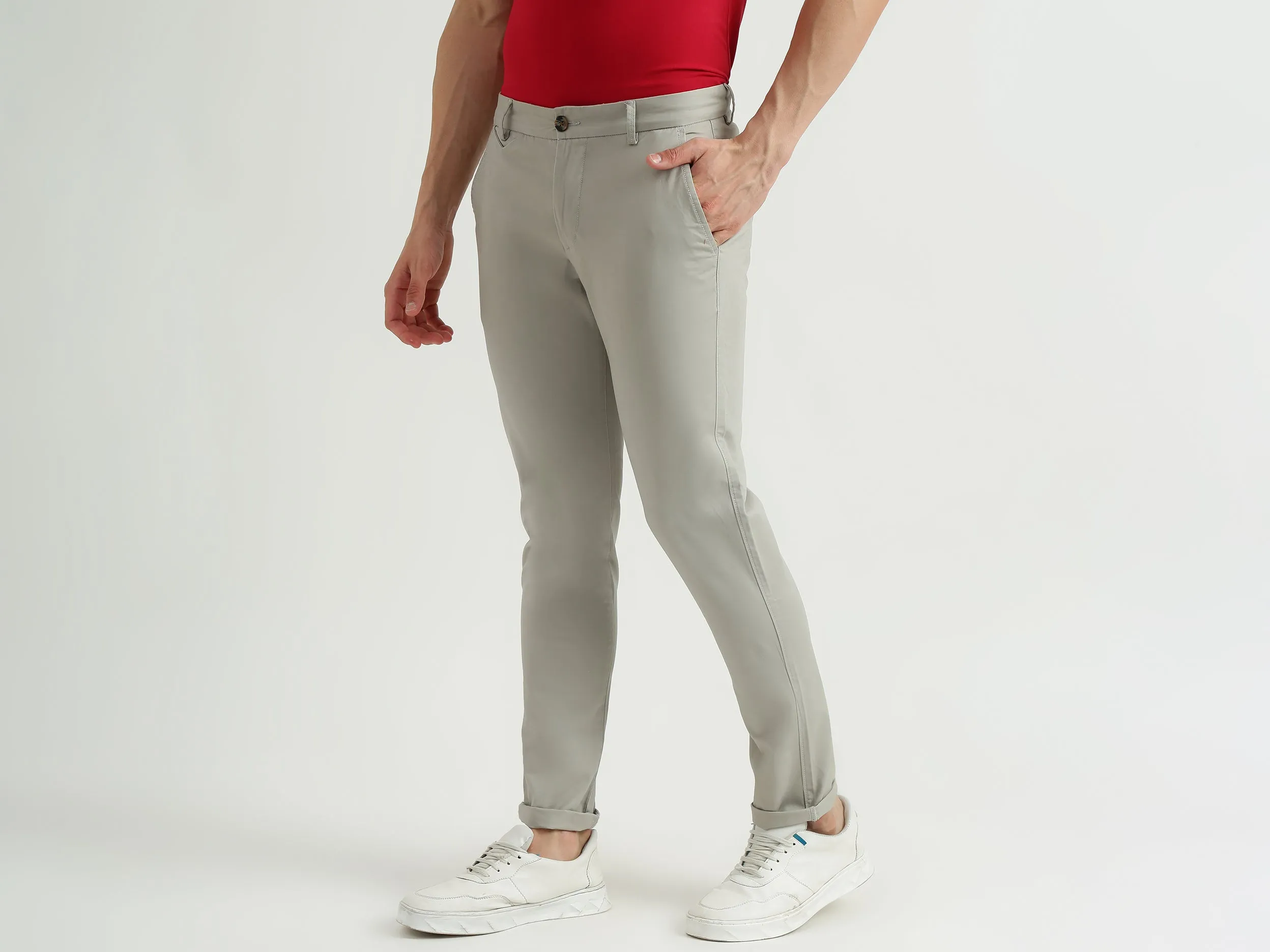 Mens Slim Fit Solid Trousers