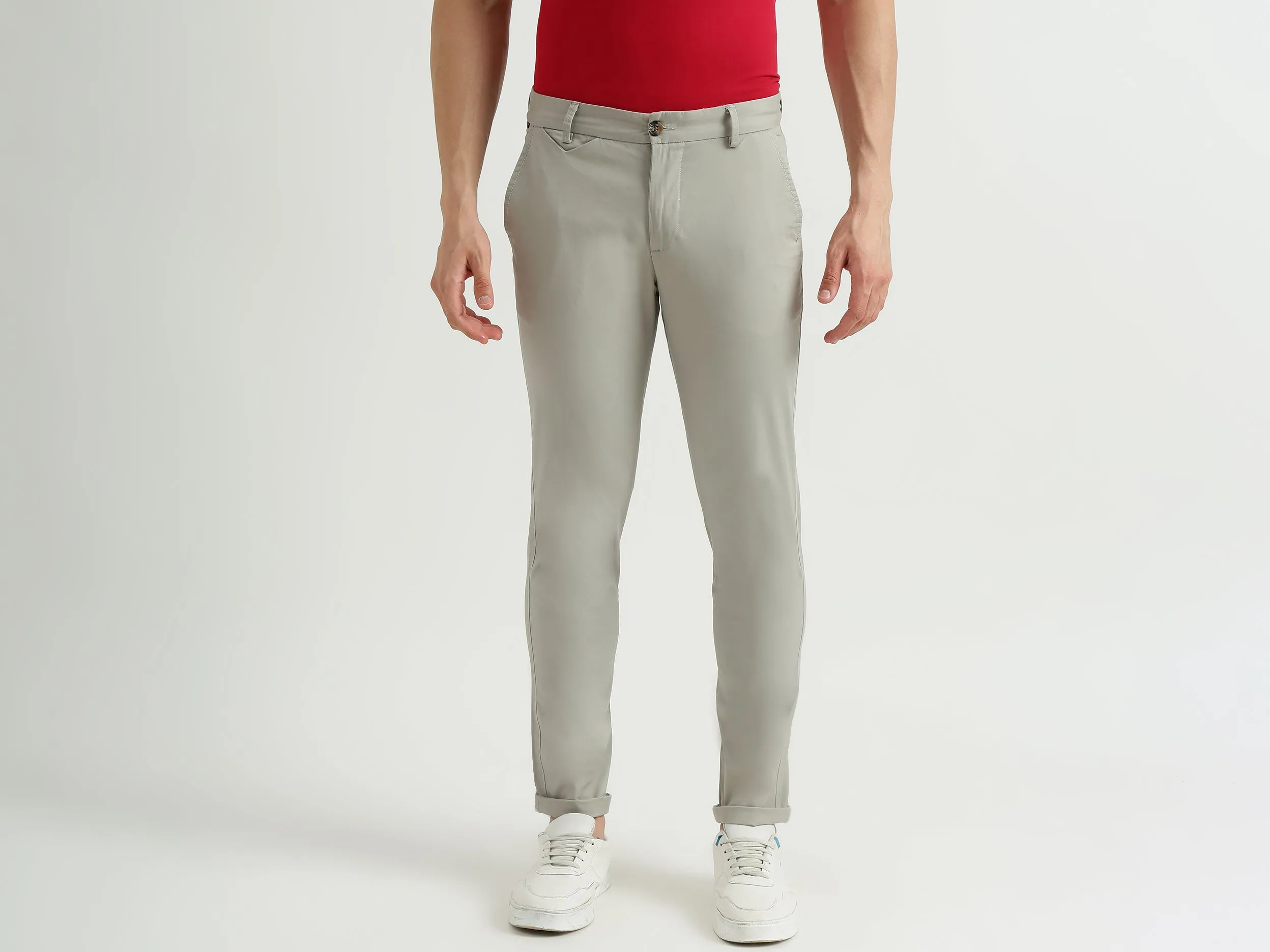 Mens Slim Fit Solid Trousers