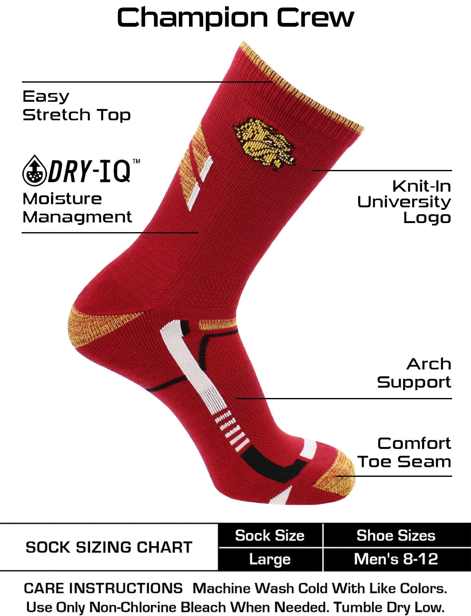 Minnesota Duluth Bulldogs Socks University of Minnesota Duluth Bulldogs Champion Crew Socks