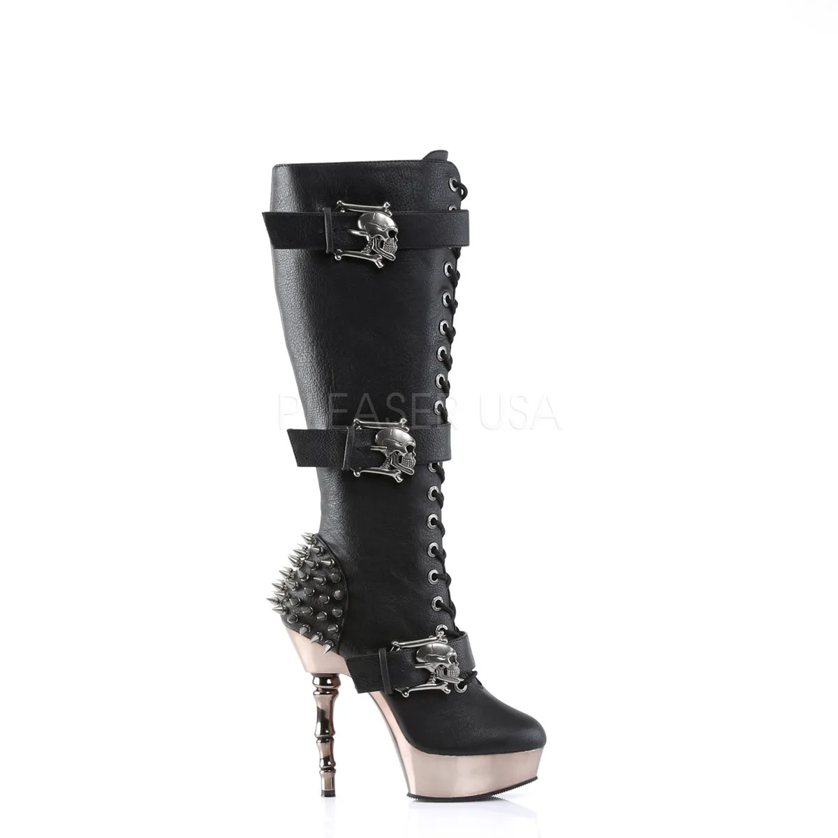 MUERTO-2028  Black Vegan Leather/Pewter Chrome