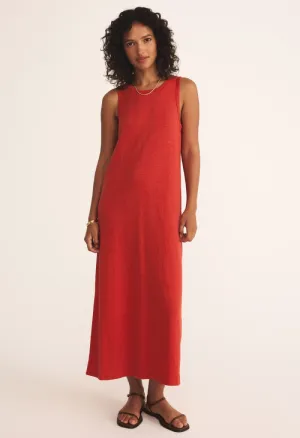 Mystic Textured Midi Dress-Cabana Red