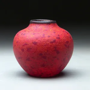 Native Vessel in Red Handblown Glass Vase by Thomas Spake Studios