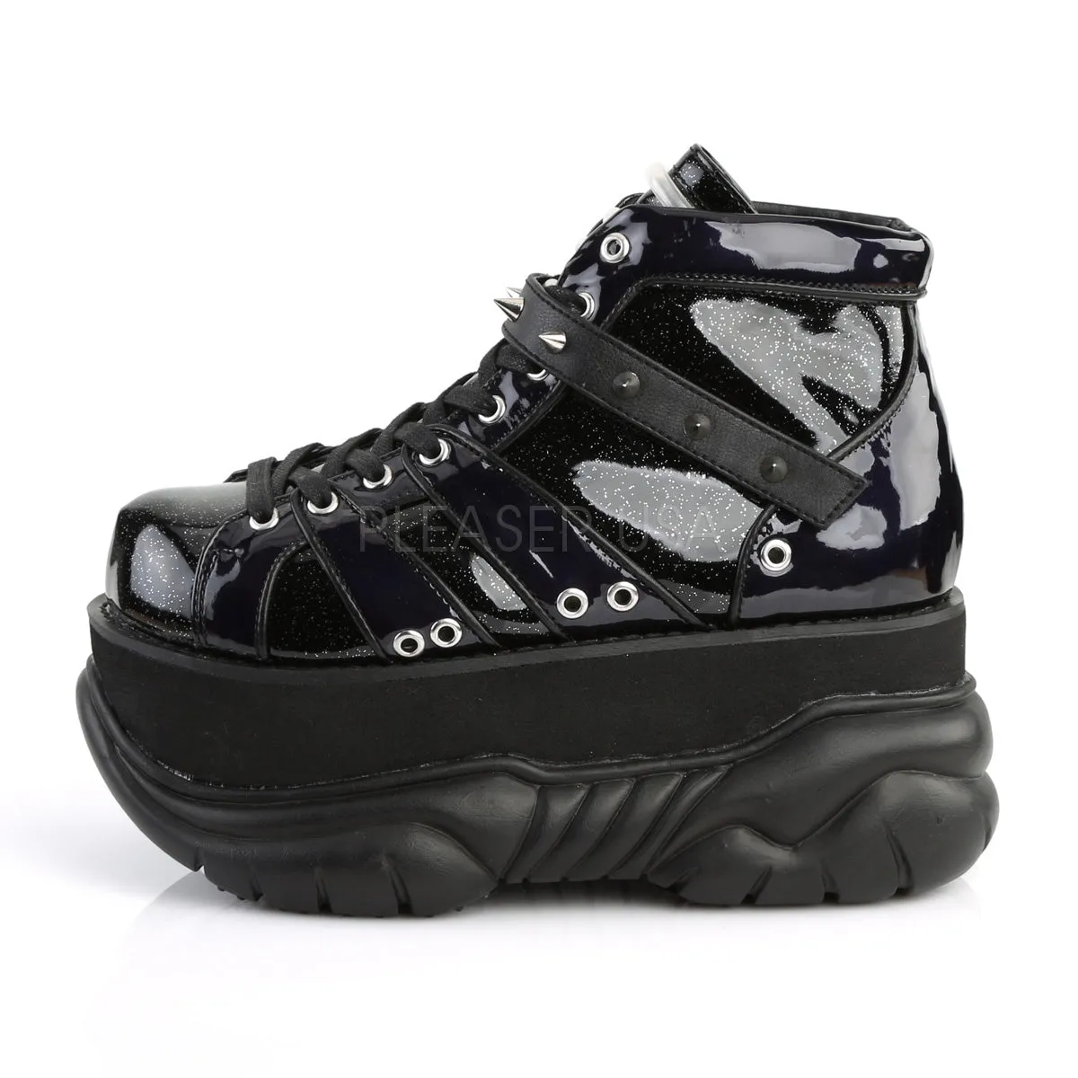 NEPTUNE-100  Black Glitter-Silver/Vegan Leather