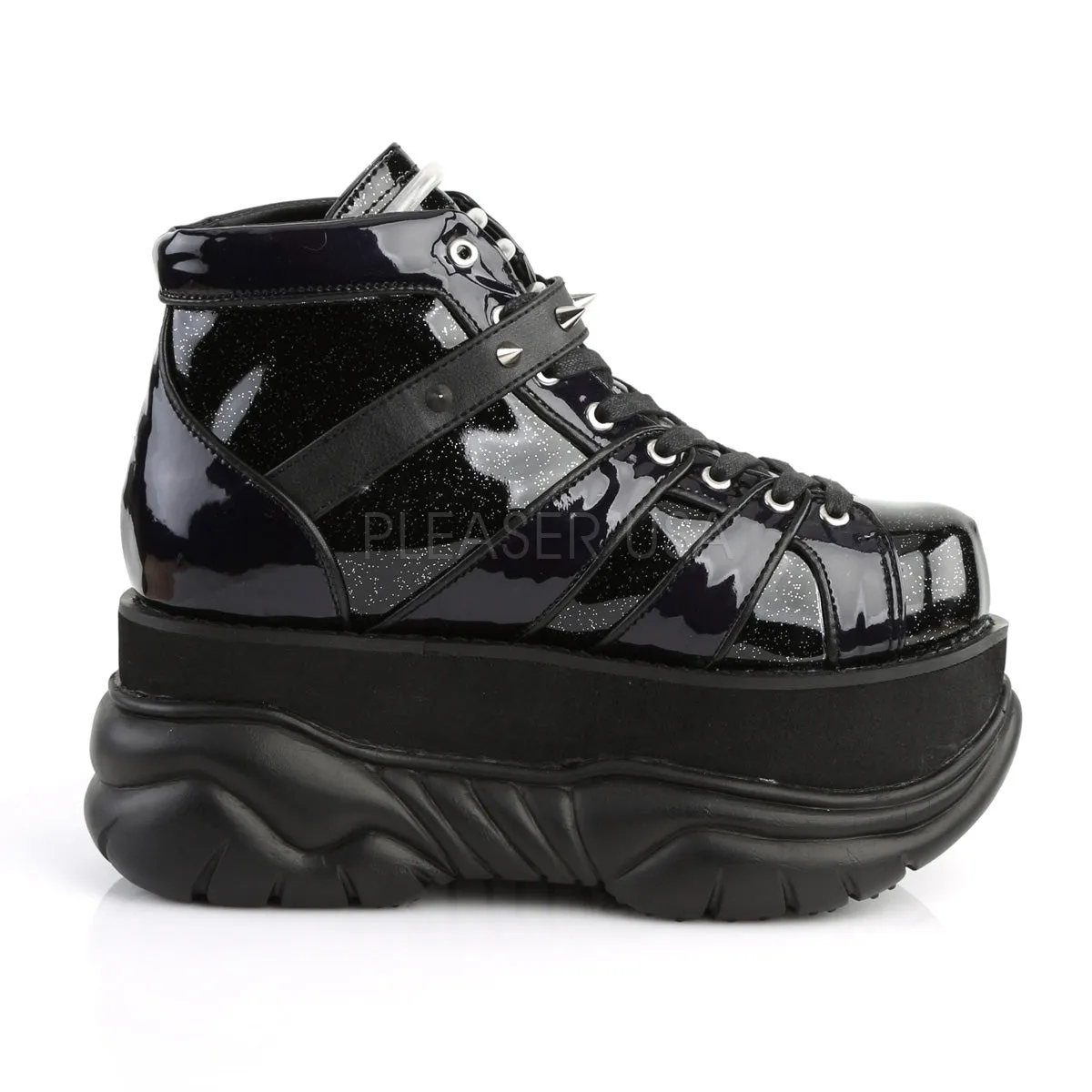 NEPTUNE-100  Black Glitter-Silver/Vegan Leather