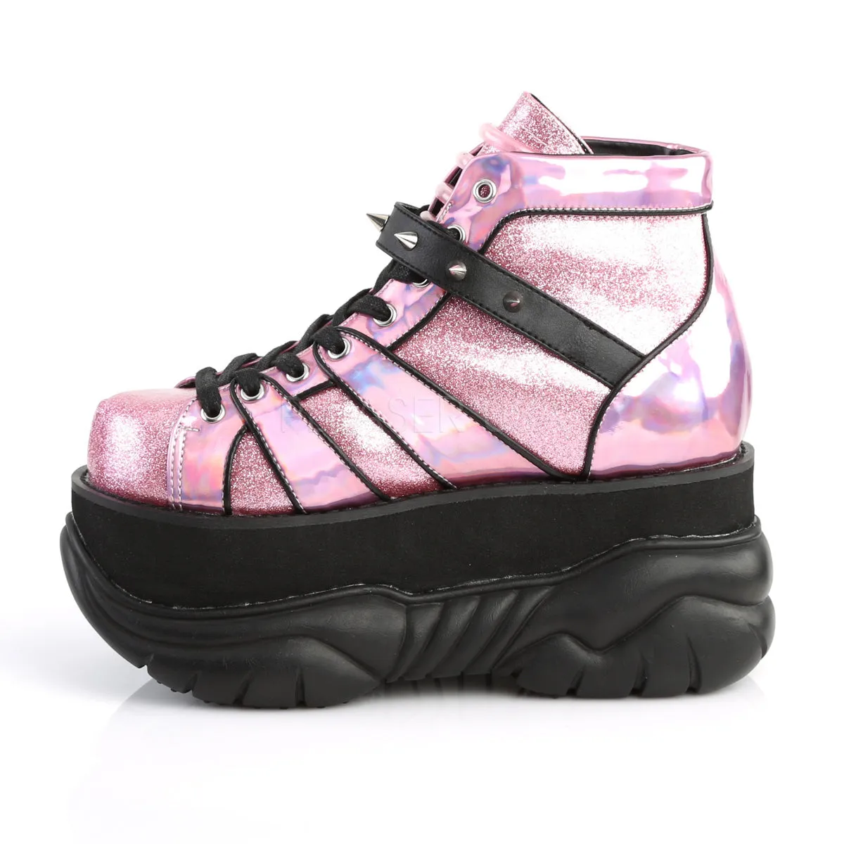 NEPTUNE-100  Pink Glitter-Silver/Vegan Leather