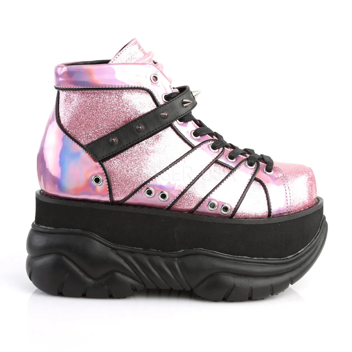 NEPTUNE-100  Pink Glitter-Silver/Vegan Leather