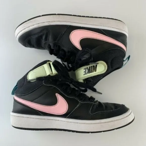 Nike Court Borough Mid 2 Basketball Youth Size 4.5 Black Pink Yellow CD7782-002