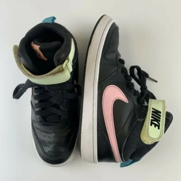 Nike Court Borough Mid 2 Basketball Youth Size 4.5 Black Pink Yellow CD7782-002