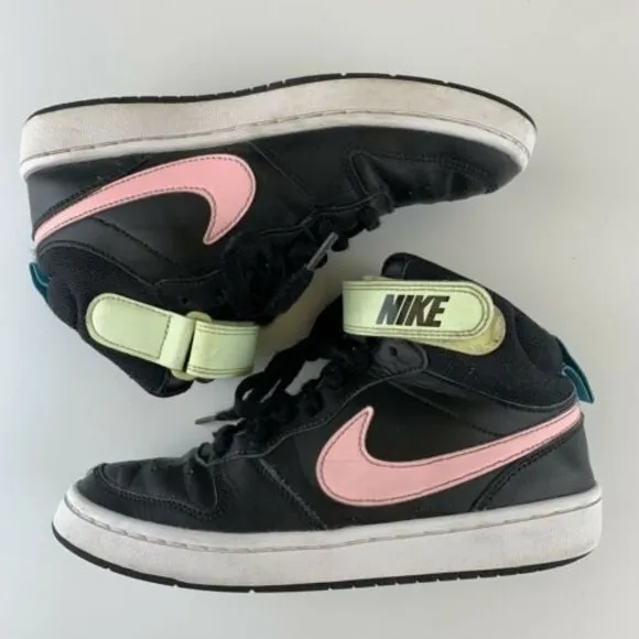 Nike Court Borough Mid 2 Basketball Youth Size 4.5 Black Pink Yellow CD7782-002