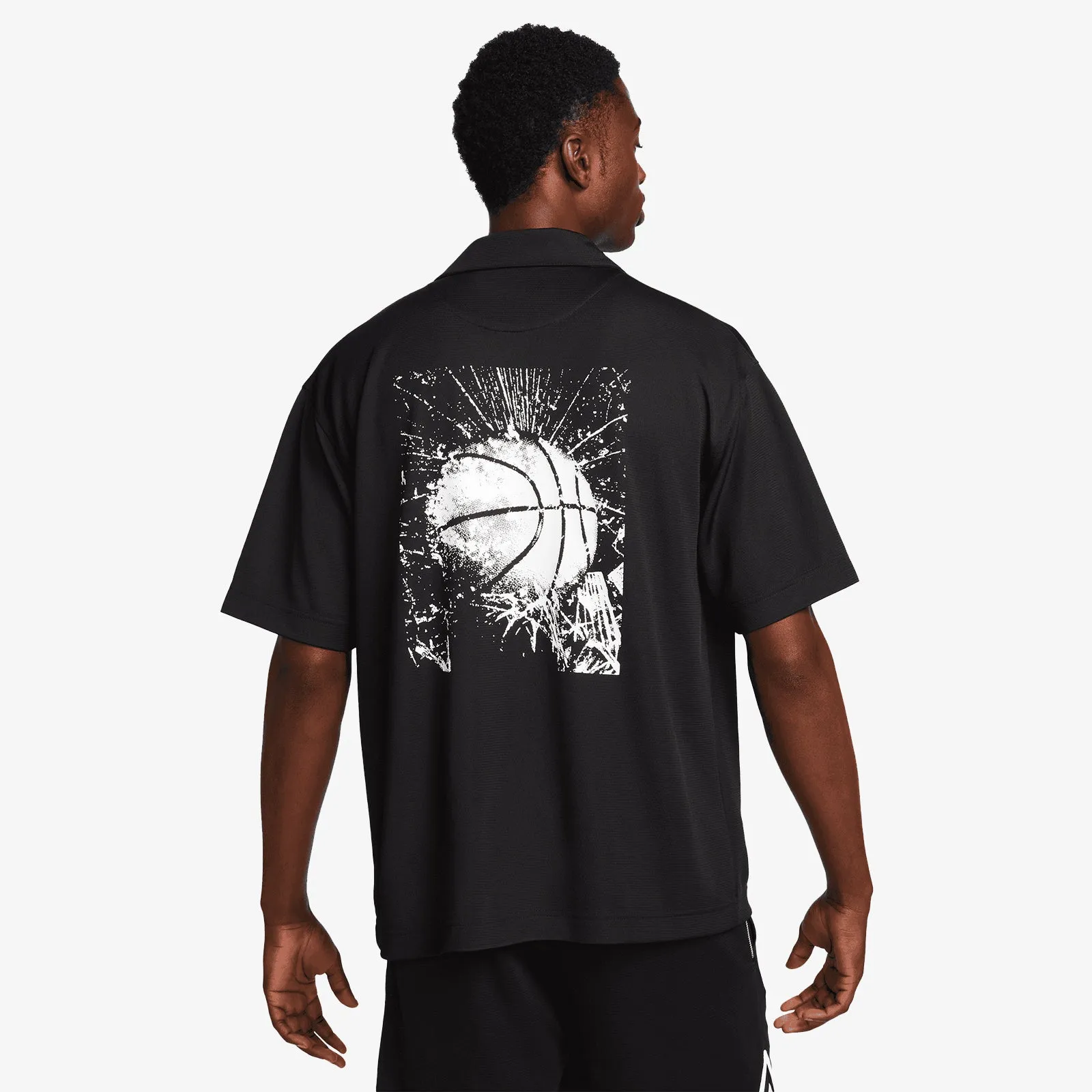 Nike Graphic Mesh Button Up Shirt - Black