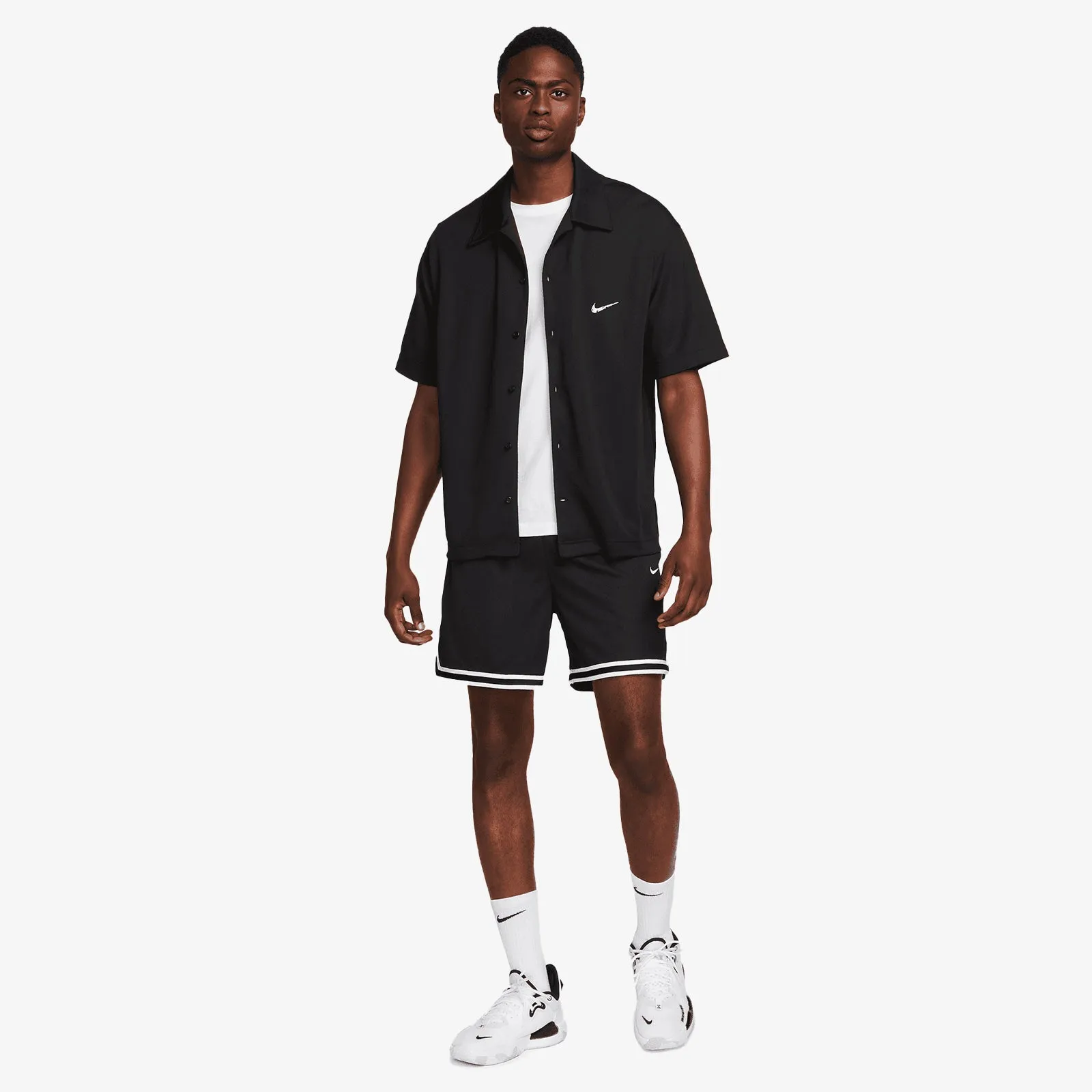 Nike Graphic Mesh Button Up Shirt - Black