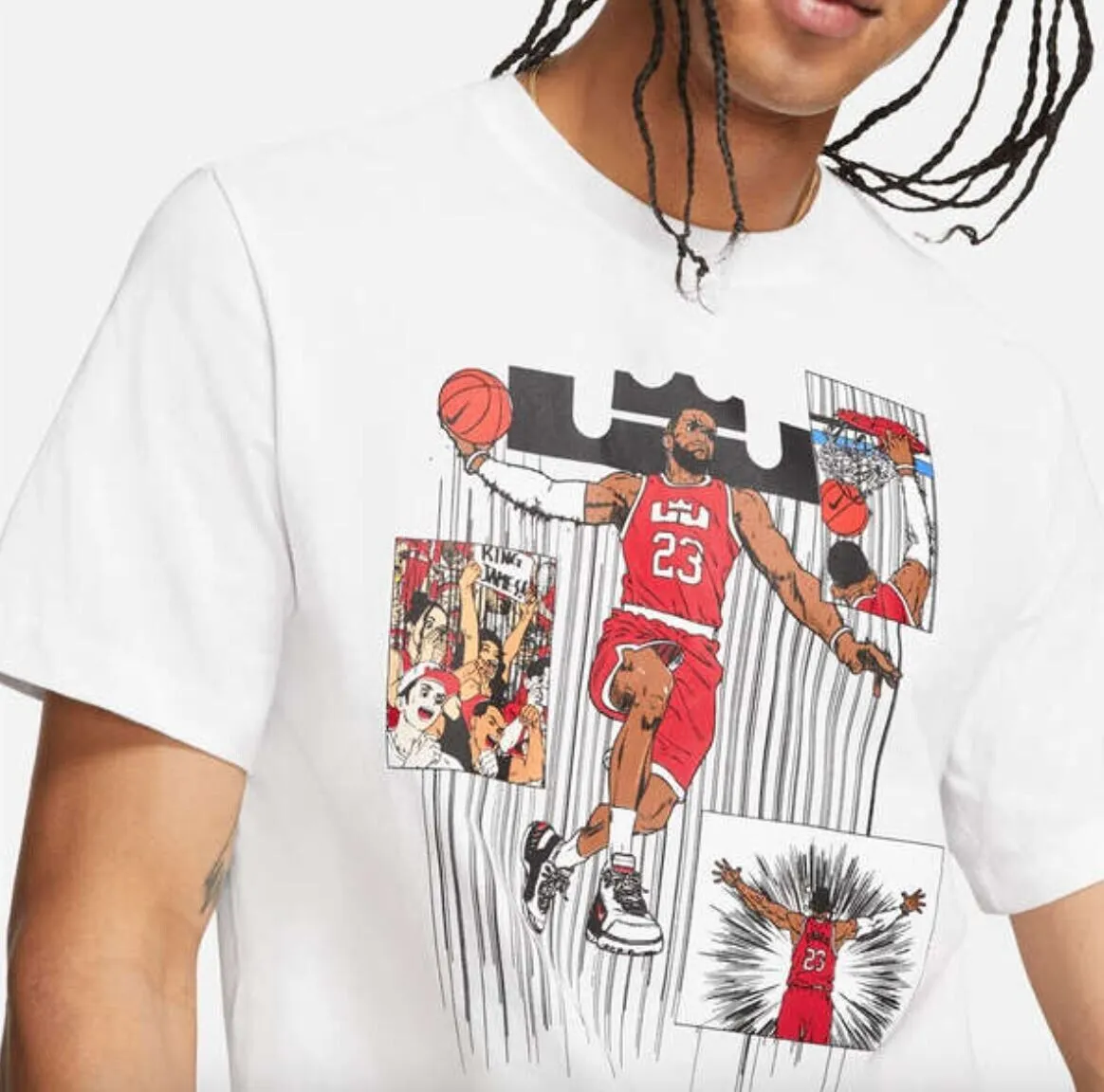 Nike LeBron James White Manga Basketball T-Shirt Size Large (New)