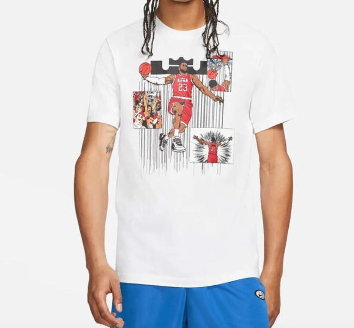 Nike LeBron James White Manga Basketball T-Shirt Size Large (New)