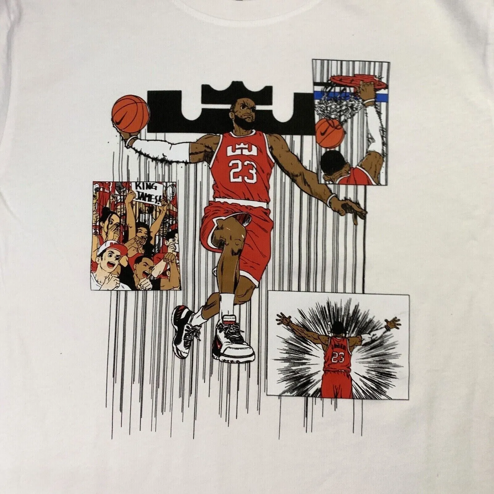 Nike LeBron James White Manga Basketball T-Shirt Size Large (New)