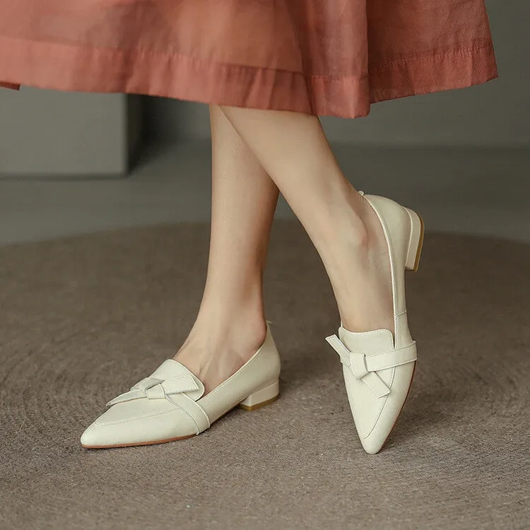 Off-White Pointed Toe Knotted Leather Loafers #001052C