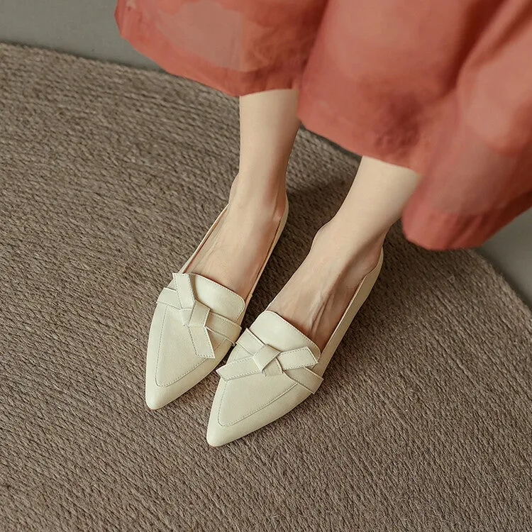 Off-White Pointed Toe Knotted Leather Loafers #001052C
