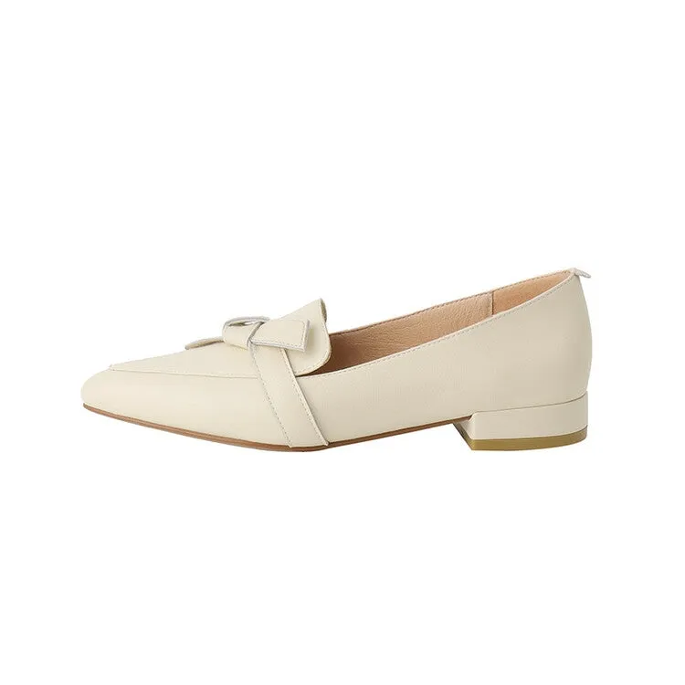 Off-White Pointed Toe Knotted Leather Loafers #001052C