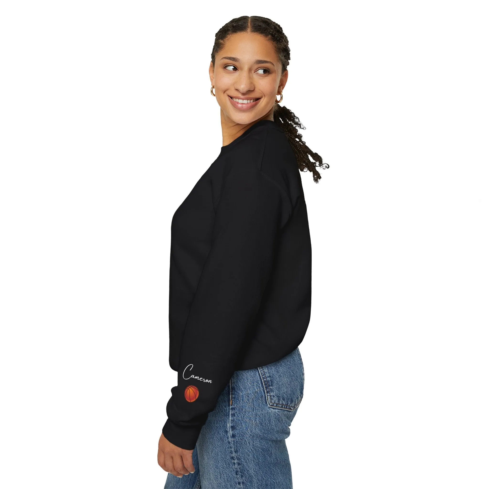 Personalized Basketball Mama Sweatshirt - Customizable with Names on Sleeve - Unique Gift for Moms
