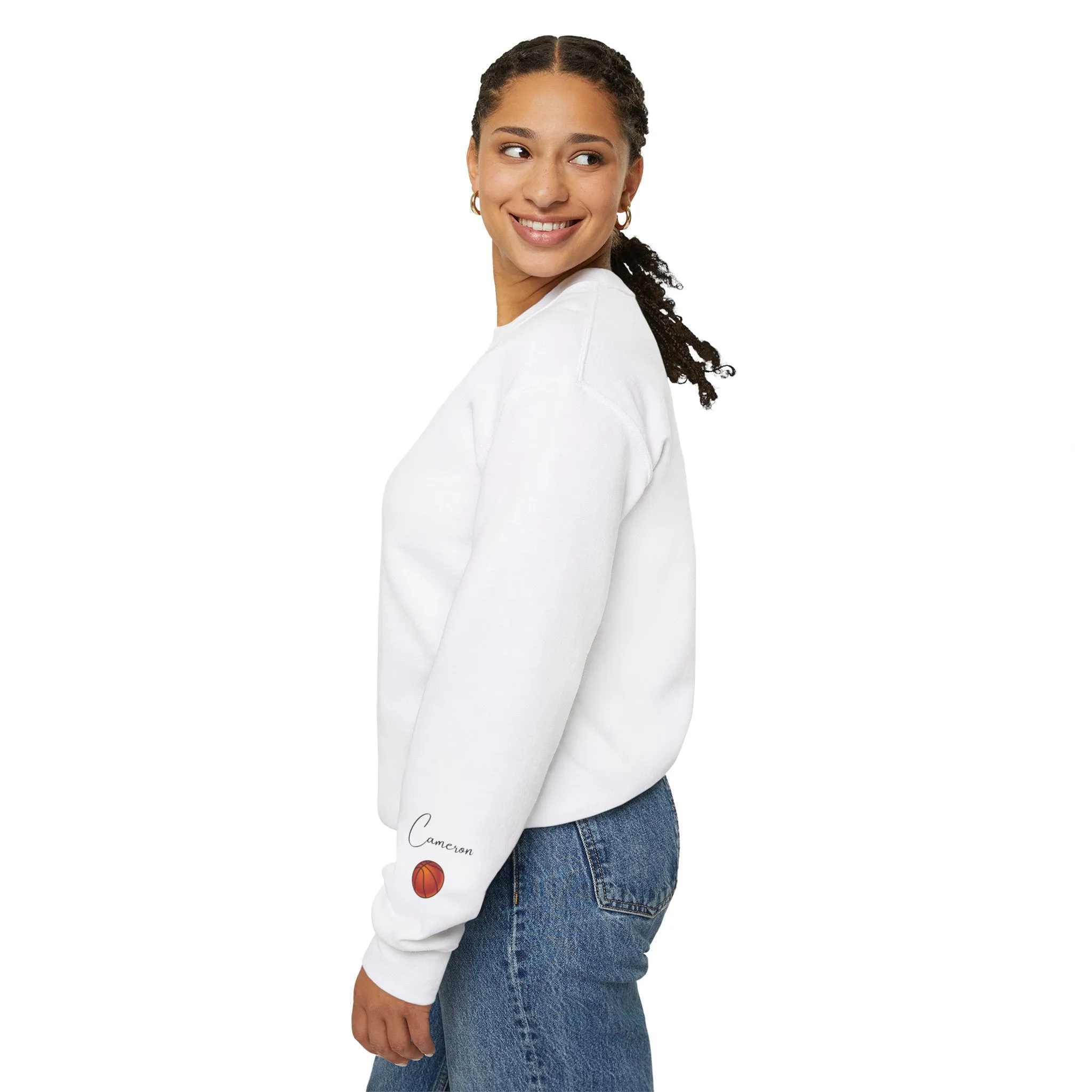 Personalized Basketball Mama Sweatshirt - Customizable with Names on Sleeve - Unique Gift for Moms