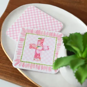 Pink Everlasting Cross Paper Coasters